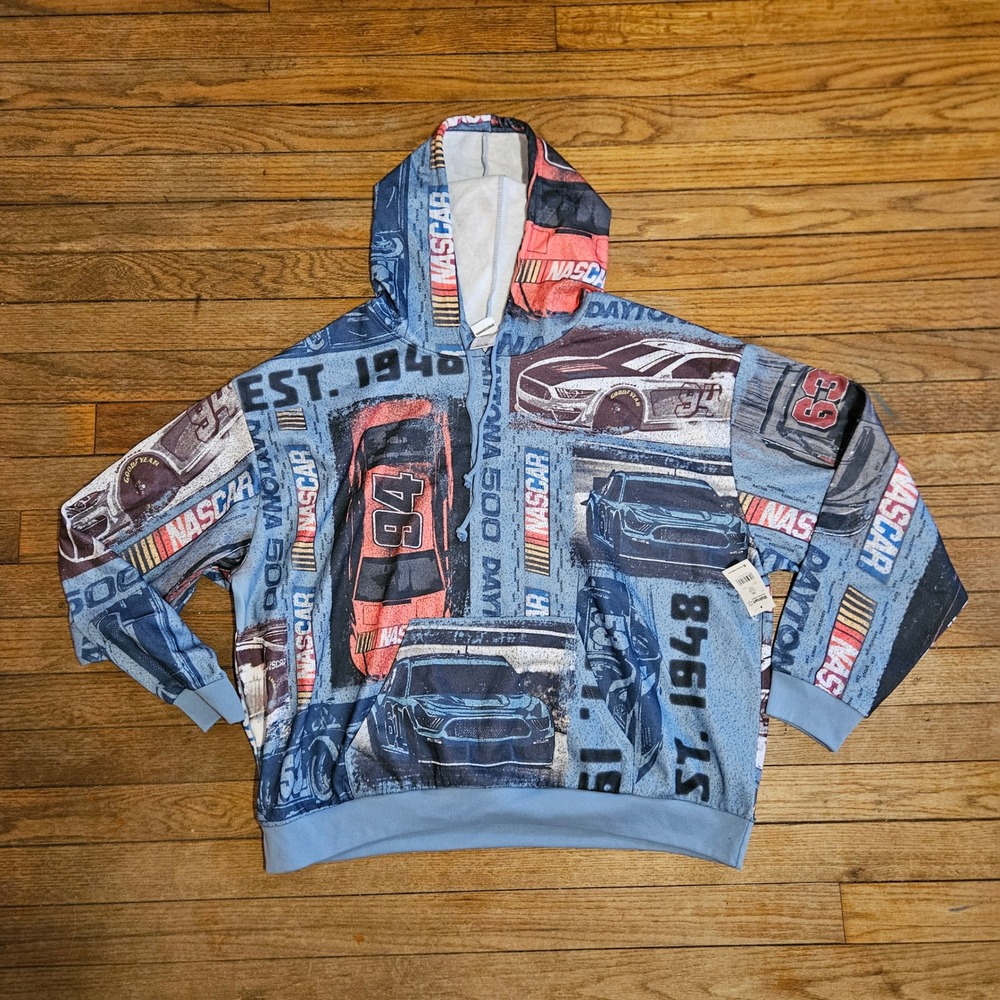 NASCAR Daytona 500 Est 1948 Graphic Print Hoodie Men's 3XL‎ Chambray Blue
